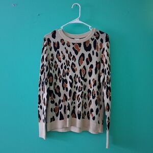 A New Day Leopard Print Sweater - Cream and Brown